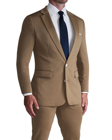 Athletic Fit Stretch Suit - Solid Dark Tan